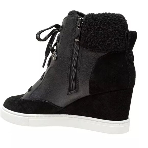NEW Linea Paolo ARDEN Faux Shearling Trimmed Wedge Sneakers. Booties. Size 7. - Picture 4 of 13